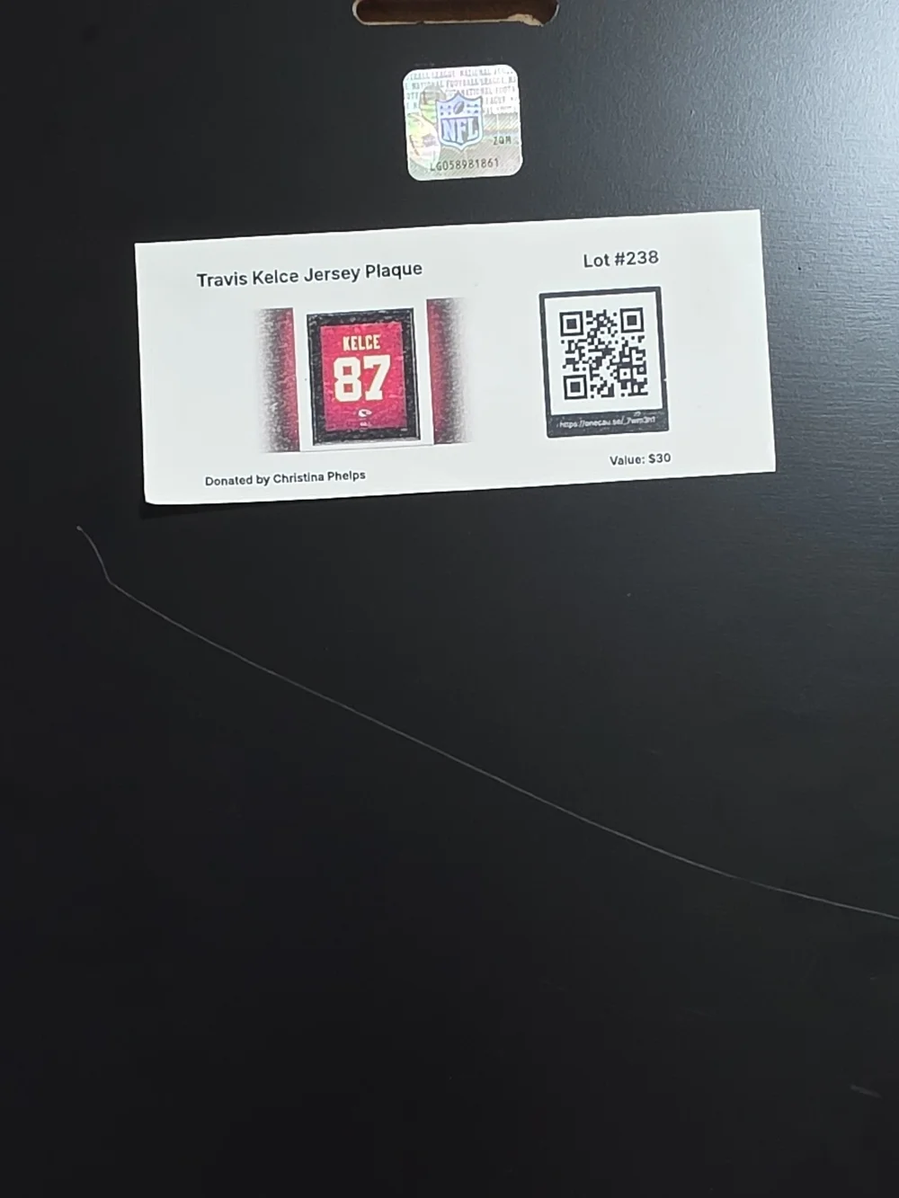 NFL Red Kelce 87 Jersey Wall Art with White and Gold Accents
